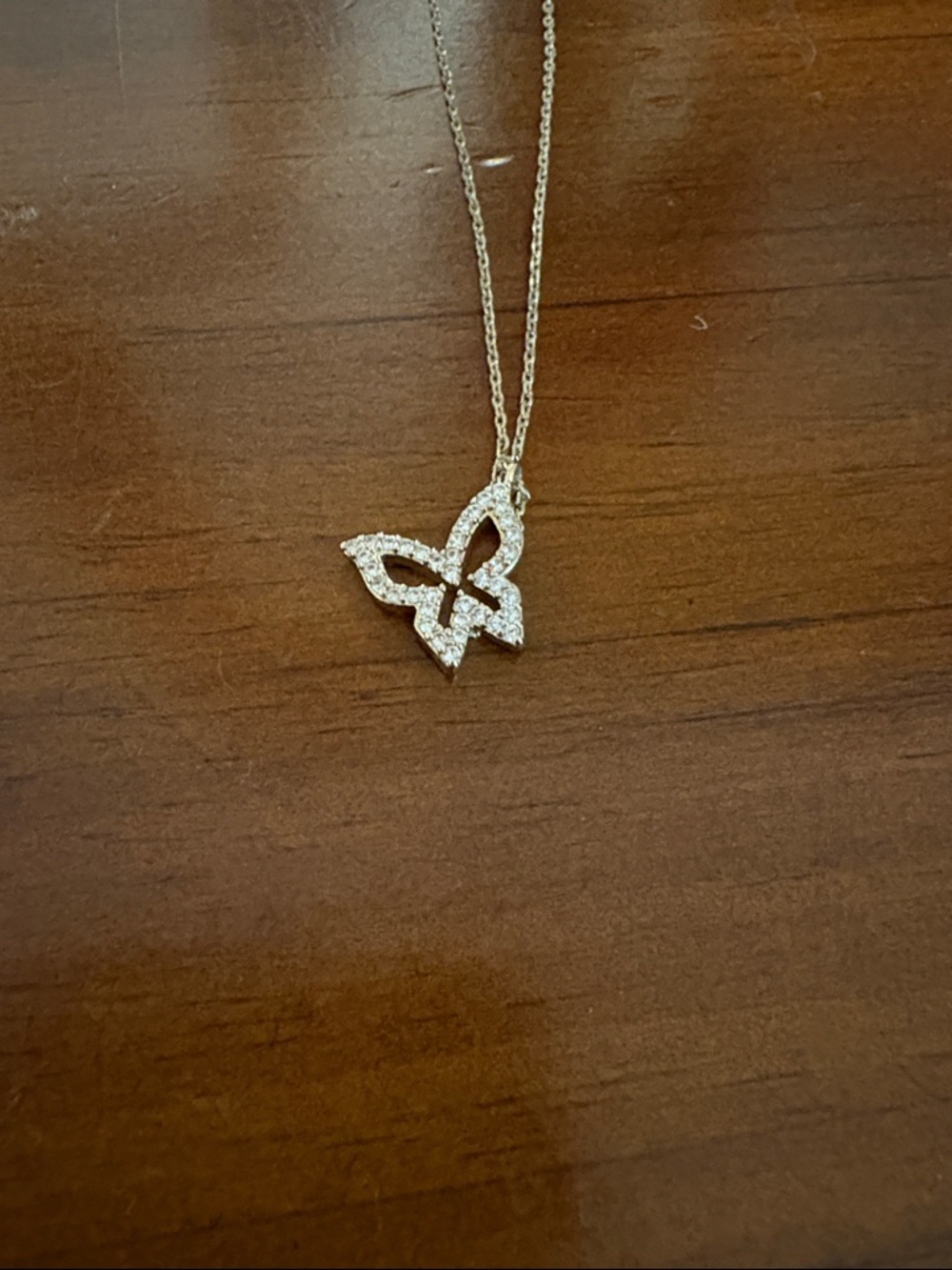 Pavé Butterfly Pendant Necklace in Silver-Tone